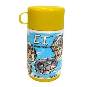 Vintage ET The Extraterrestrial 8 oz plastic thermos ALADDIN 1982, HAS DAMAGE